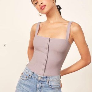 Reformation Lilac Button Front Tank Top